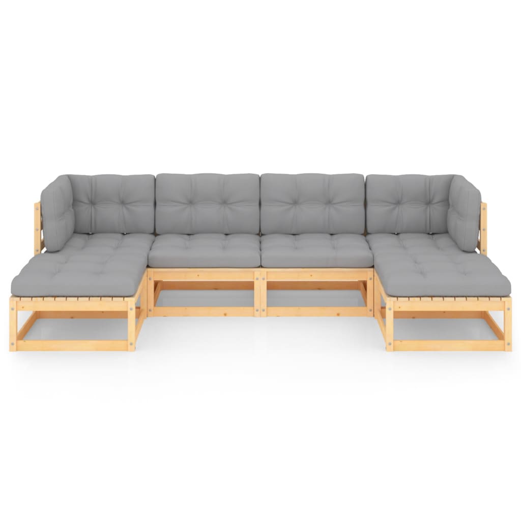 6-tlg. Garten-Lounge-Set mit Kissen Kiefer Massivholz
